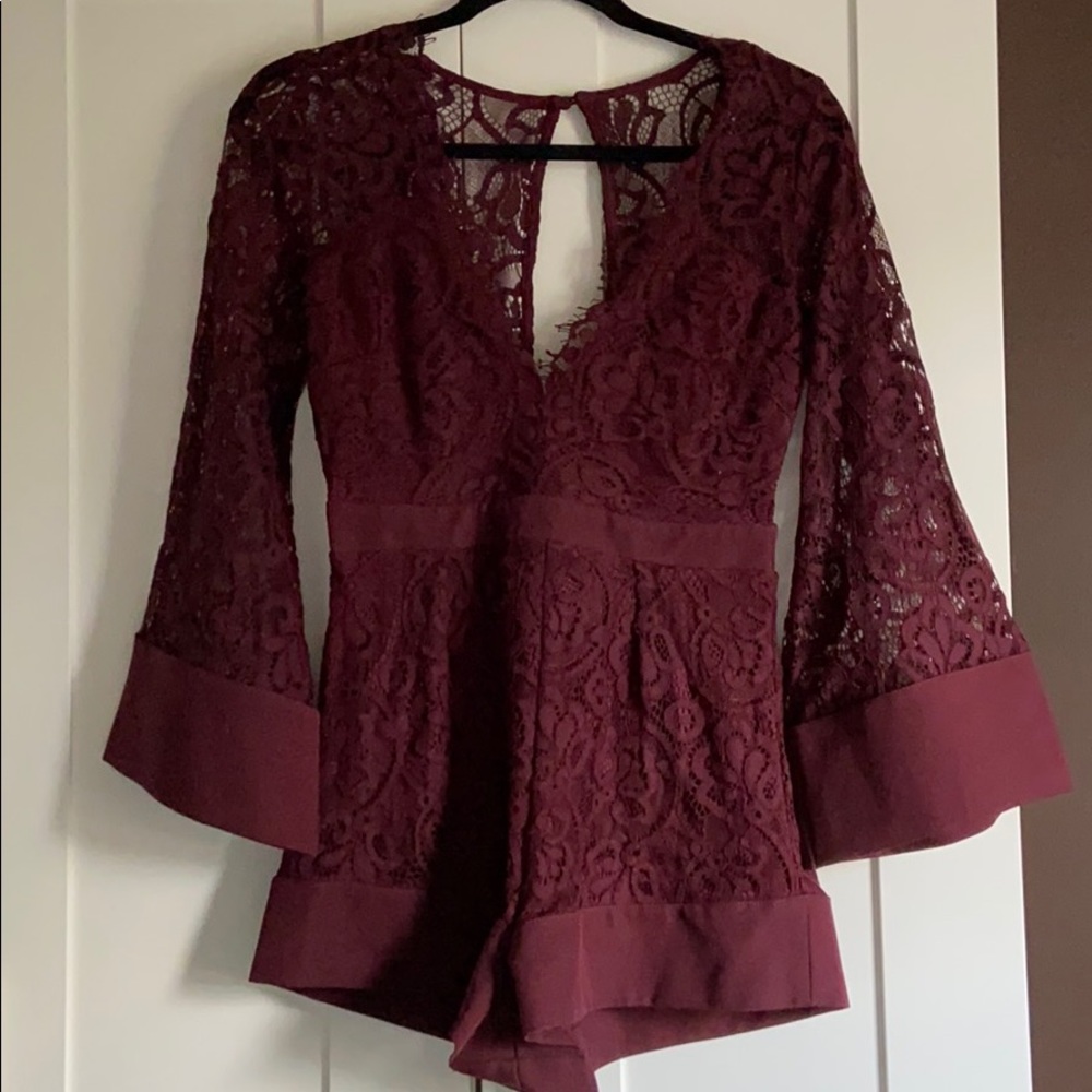 Blu Spero Maroon Lace Romper